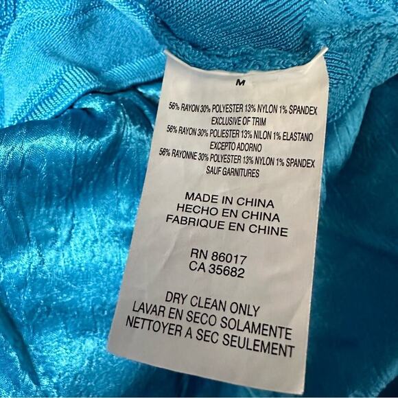 Bebe Cornflower Cottage Peasant Core Fit & Flare Mesh Detail Ruffle Hem Dress - Picture 6 of 7